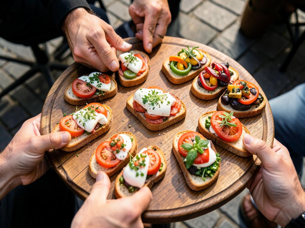 Planche de tapas partagée entre amis à la guinguette